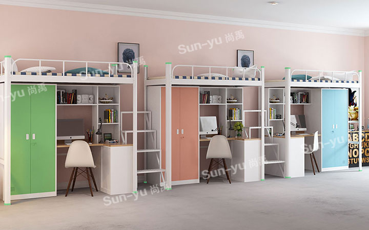 长沙员工钢架公寓床效果图