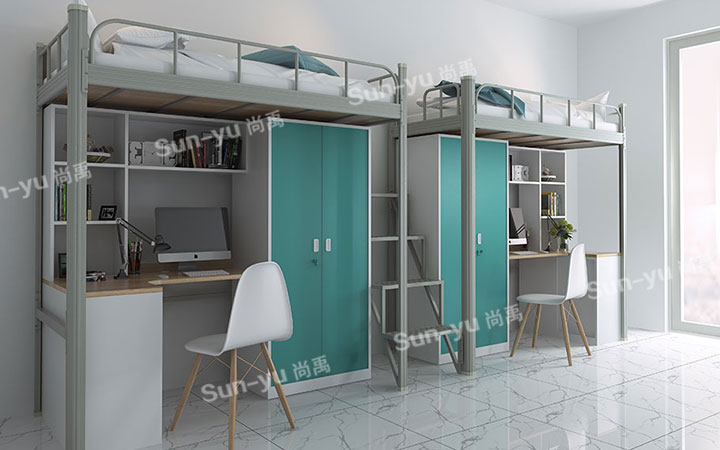 尚禹家具学生双层钢架床