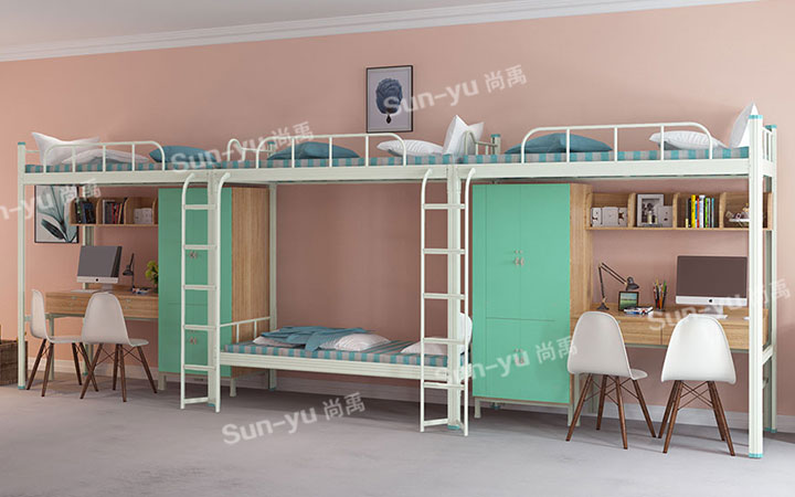 尚禹家具3连4人位公寓床