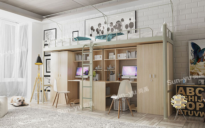 尚禹家具2连2人位公寓床