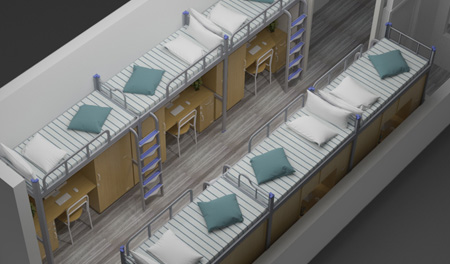 三连3人位-侧梯-组合公寓床-SY-33C